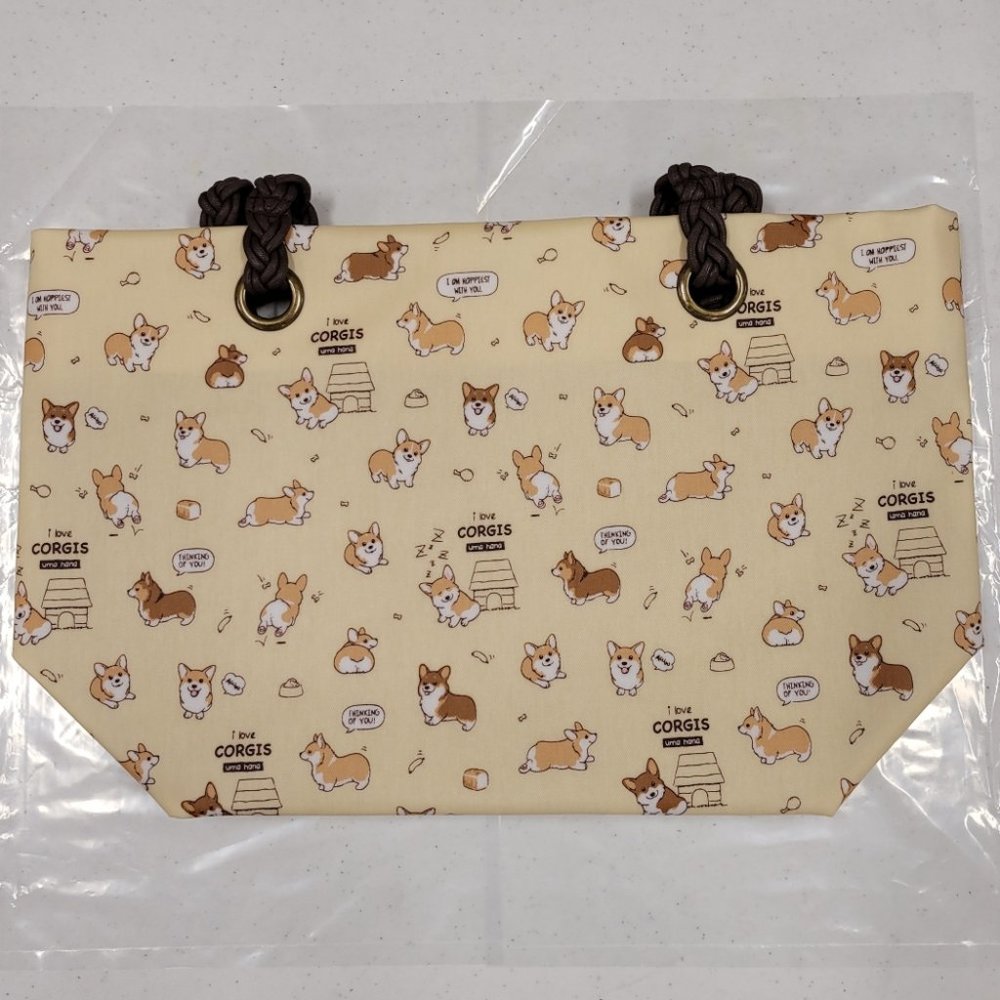 Waterproof Corgi Woven Tote Shoulder Bag - Picture 9 of 13